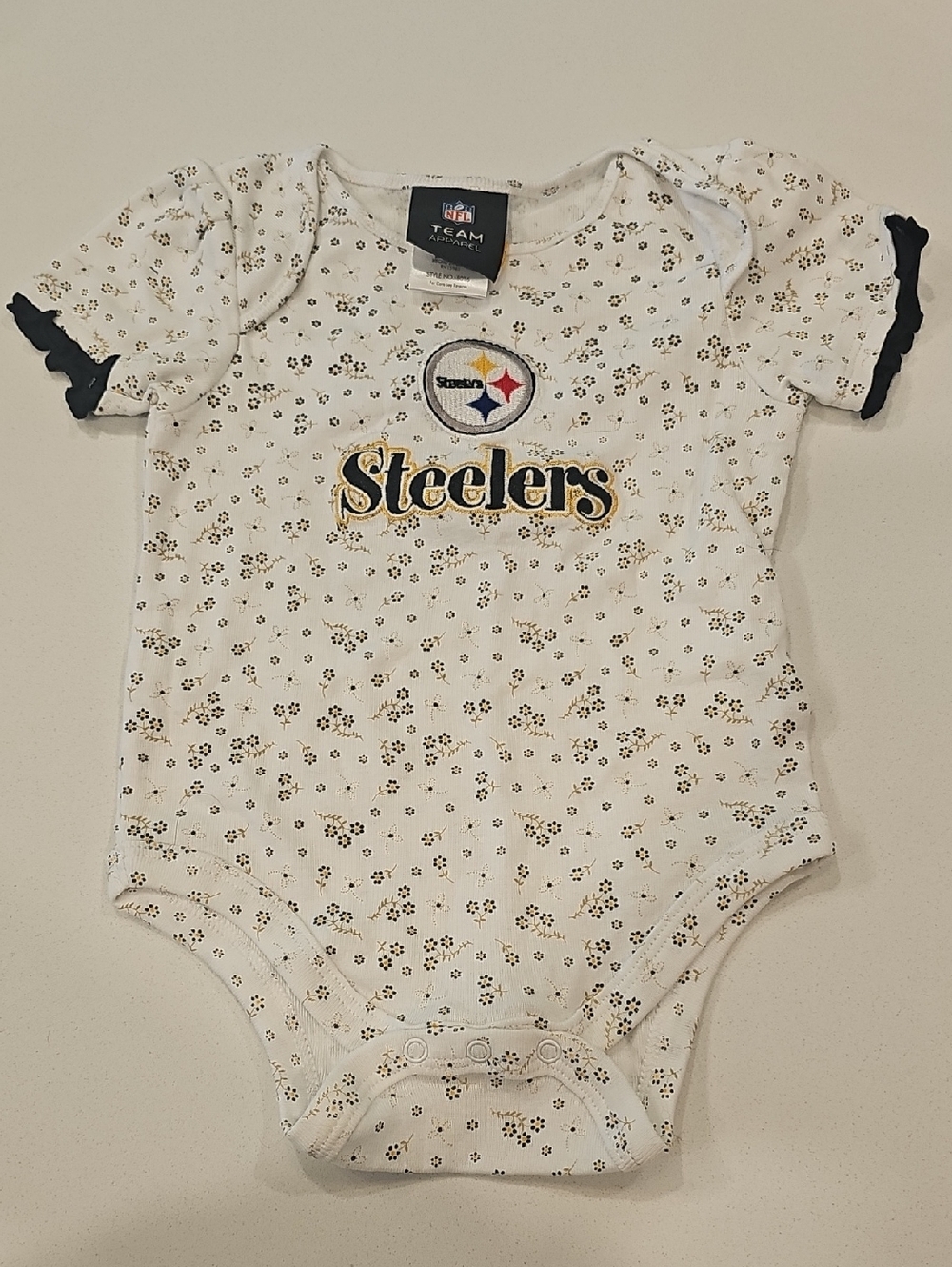 NFL Steelers Baby Bodysuit - White with Gold & Black Accents